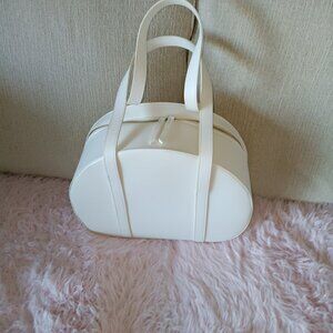 Tatayana White Round Retro Handbag, NEW